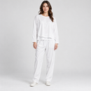 Women’s White Long-Sleeve Layered-Hem Top & Trouser 2-Piece Set NS147