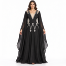 Name: Women’s Black Silver-Embellished Cape-Sleeve Maxi Dress S5062