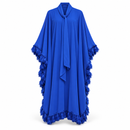 Women’s Royal Blue Fringe-Trim Kaftan with Neck Tie YD11