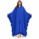 Women’s Royal Blue Fringe-Trim Kaftan with Neck Tie YD11