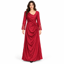Women’s Ruby Red Draped Maxi Dress with Lace Cuffs S50809