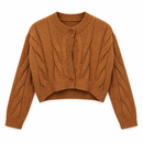 Women’s Rust Brown Cable-Knit Cropped Cardigan NS92