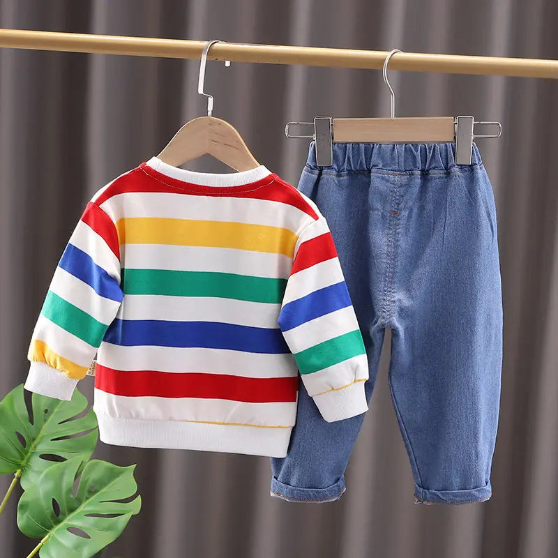New Autumn Baby Rainbow T-shirt Pants 2Pcs Suit X4621462