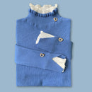 Korean Patchwork Warm Sweater Women Elegant Long Sleeve Slim Turtleneck Knitted Pink Tops Chic Ruffle Pullover Fake 2 Pieces X4436288 - Tuzzut.com Qatar Online Shopping