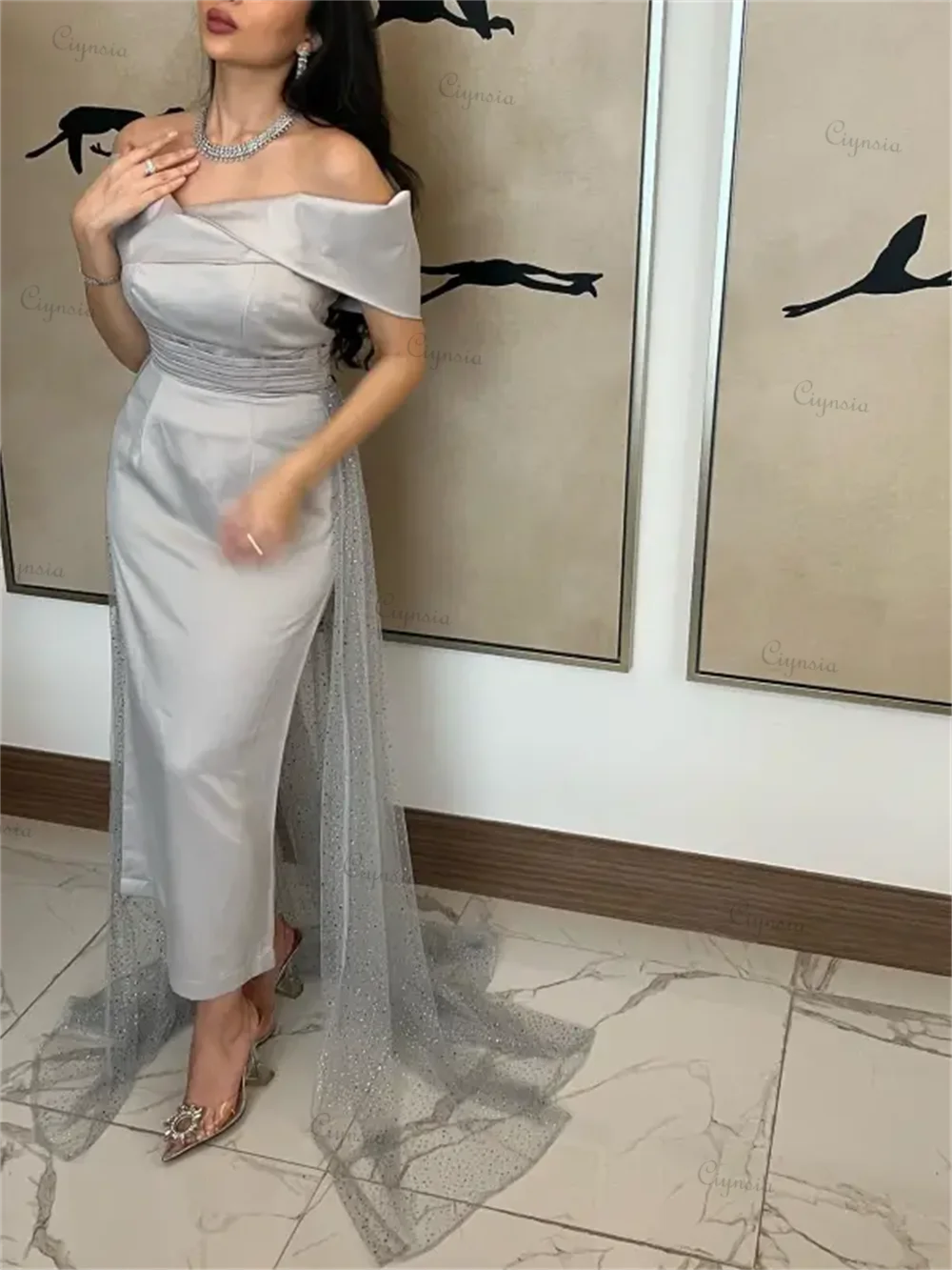 Womens Off Shoulder Mermaid Prom Dresses Ankle Party Dress 071035334 L Womens Off Shoulder Mermaid Prom Dresses Ankle Party Dress 071035334 L