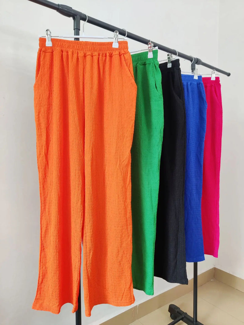Solid Color Cotton Linen Loose Casual 2 Pcs Cardigan Top And Pants Set TS42 - Tuzzut.com Qatar Online Shopping
