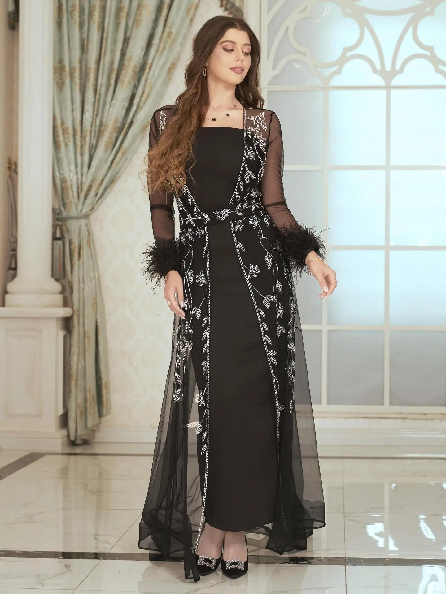 Women Hot Diamond Robe Dress Set Elegant Party Caftan X4615631 Women Hot Diamond Robe Dress Set Elegant Party Caftan X4615631