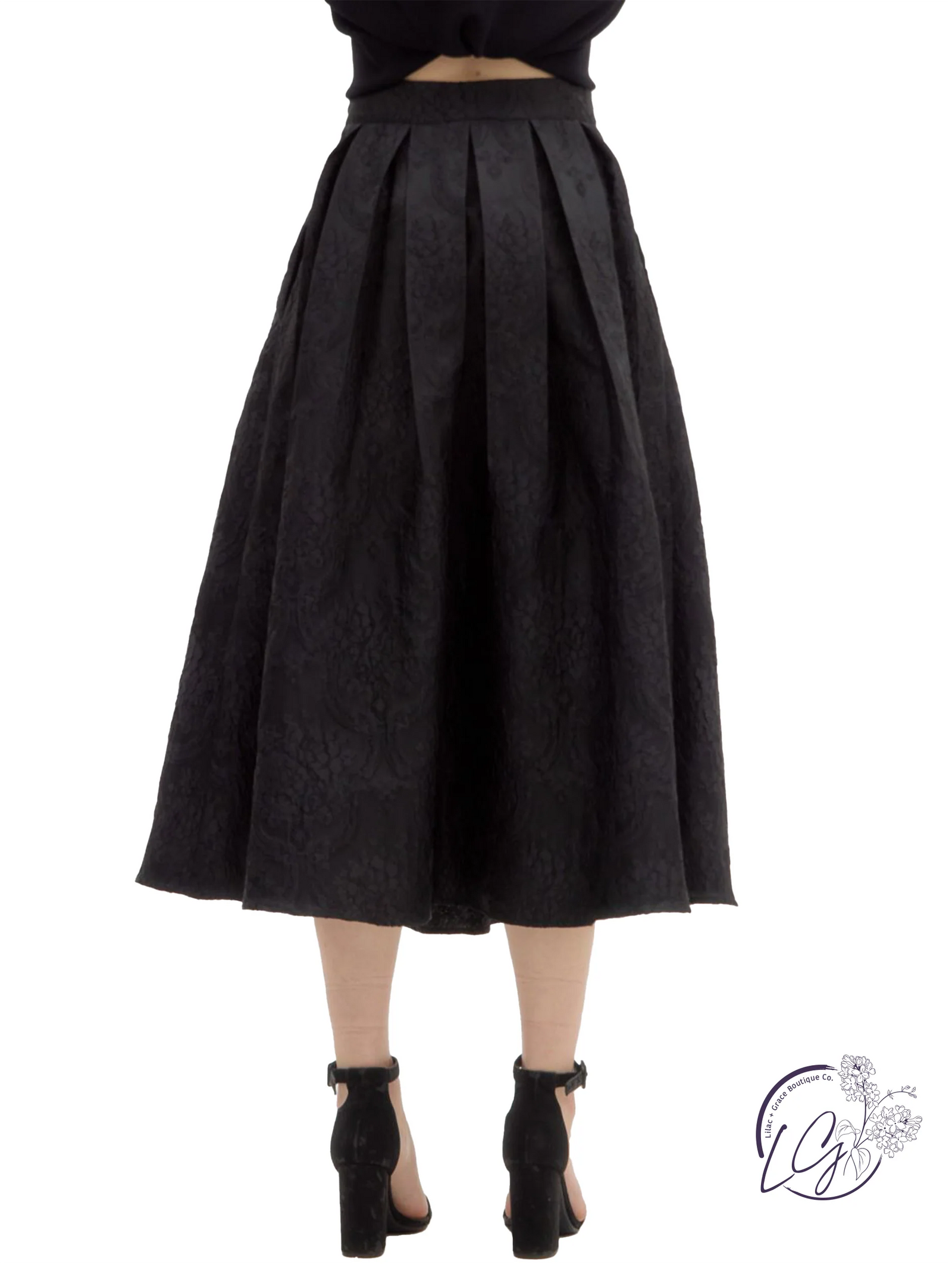 Jacquard Pleated Midi Skirt B2303 Jacquard Pleated Midi Skirt B2303