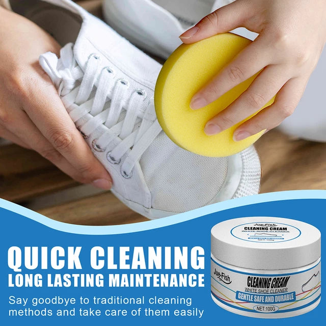 100g White Shoes Cleaning Cream Stains Remover Shoes Whitening Cleansing Cream With Wipe Sponge For Shoes Sneakers