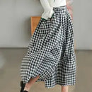 Women's Cotton Elastic Waist Plaid Palazzo Pants 548559 L - TUZZUT Qatar Online Shopping