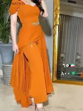 Womens Short Pressed Orange Big Swing Jumpsuit 532930 L - TUZZUT Qatar Online Shopping