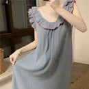 Sweet Ruffles Sleeveless Nightgown for Women 574143 M - TUZZUT Qatar Online Shopping