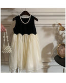 Girl's Sleeveless Black and White Dress 552991 - TUZZUT Qatar Online Shopping