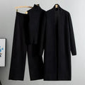 3-Piece Women Cardigan Suit Set Black 98498