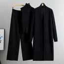 3-Piece Women Cardigan Suit Set Black 98498
