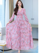 Korean Chiffon Long-Sleeved Large Swing Light Thin Breathable Lady Mid-Length Skirt L 488673 - TUZZUT Qatar Online Shopping