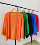 Solid Color Cotton Linen Loose Casual 2 Pcs Cardigan Top And Pants Set TS42 - Tuzzut.com Qatar Online Shopping