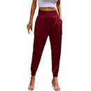 Women's Satin Cargo Elastic Waist Sweat pants X4671630 2XL - TUZZUT Qatar Online Shopping