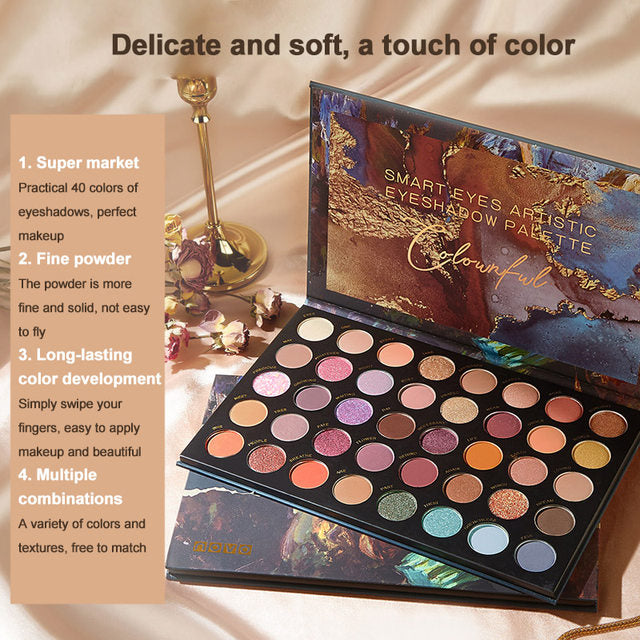 Novo 40 Color Eyeshadow Palette Pearly Matte Earth Waterproof Pigmented Makeup Palette Beauty Cosmetics S4288846
