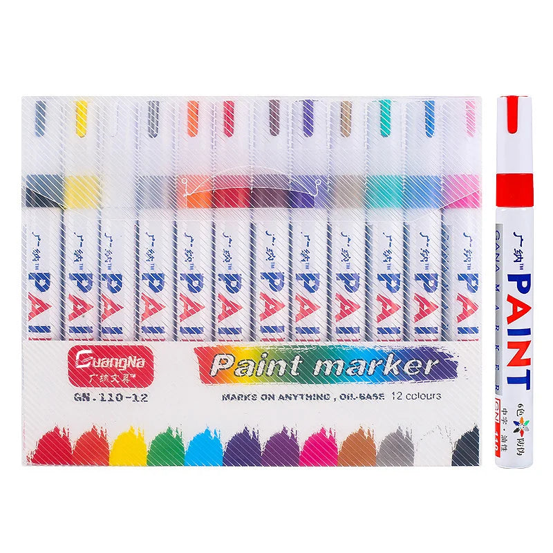 12 Colors Oil Based Permanent Marker Pensil GN-110-12