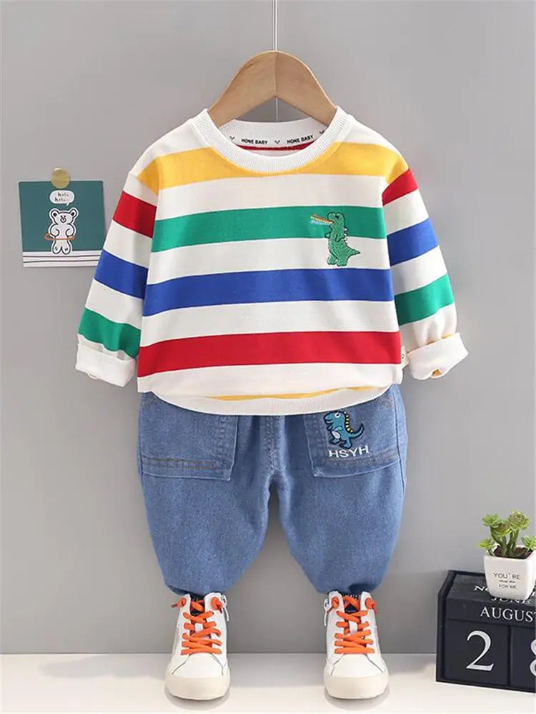 New Autumn Baby Rainbow T-shirt Pants 2Pcs Suit X4621462