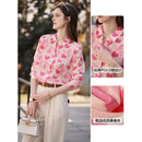Women Stylish Love Print Turn Down Collar Button Shirts S5039565 S - TUZZUT Qatar Online Shopping