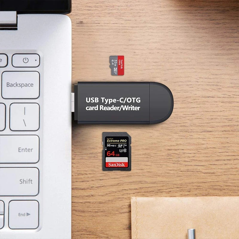 SD Card Reader USB C Card Reader 3 In 1 USB 2.0 TF/Mirco SD Smart Memory Card Reader Type C OTG Flash Drive Cardreader Adapter S3105789