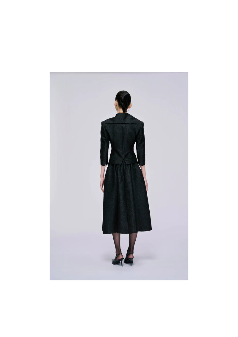 Jacquard Pleated Midi Skirt B2303