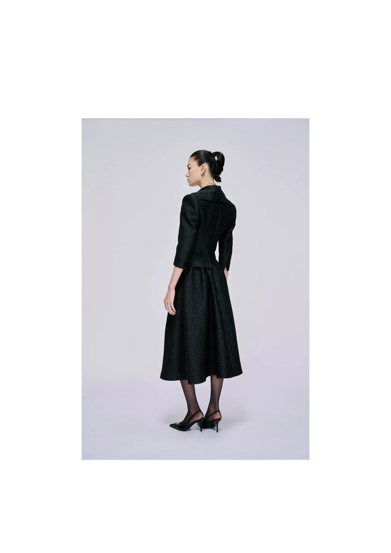 Jacquard Pleated Midi Skirt B2303