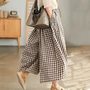 Women's Cotton Elastic Waist Plaid Palazzo Pants 548559 L - TUZZUT Qatar Online Shopping