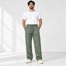 Men’s Sage Green Drawstring Straight-Leg Trousers YD96