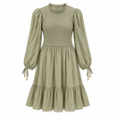 Women’s Sage Green Smocked-Bodice Tiered Dress 07841