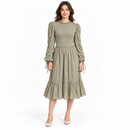 Women’s Sage Green Smocked-Bodice Tiered Dress 07841