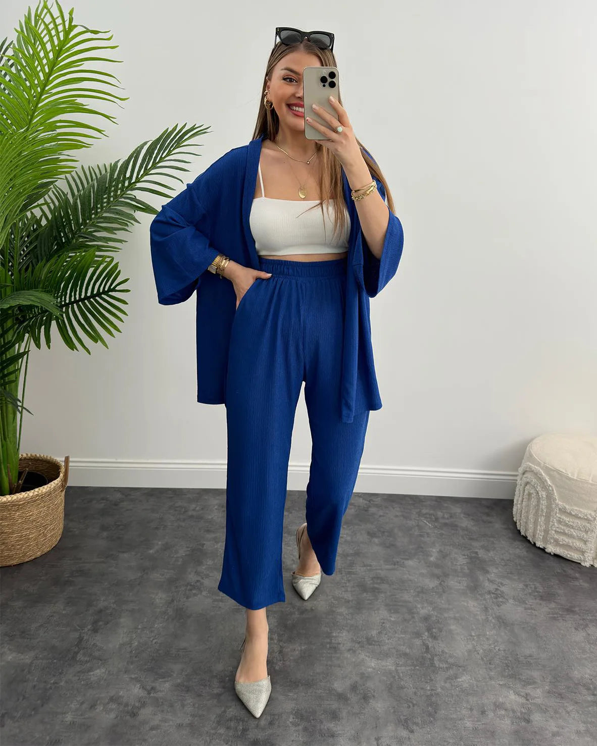 Solid Color Cotton Linen Loose Casual 2 Pcs Cardigan Top And Pants Set TS42 Solid Color Cotton Linen Loose Casual 2 Pcs Cardigan Top And Pants Set TS42