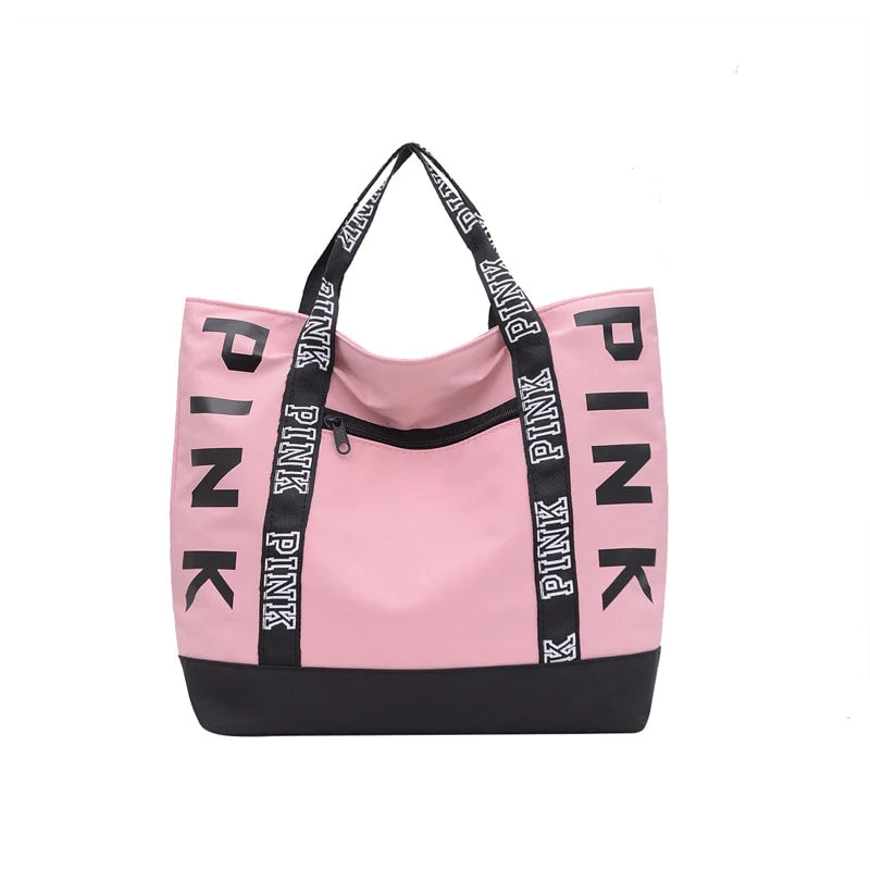 PINK Letter Tote Handbag B1001 - TUZZUT Qatar Online Shopping