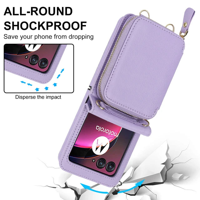 Crossbody Zipper Card Holder Wallet Leather Case B-306925 - TUZZUT Qatar Online Shopping