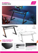 Carbon Fiber Tabletop Z-Shaped Gaming Desk with Cup Holder and Headphone Hook SH GMD-02-2 Black - TUZZUT Qatar Online Shopping