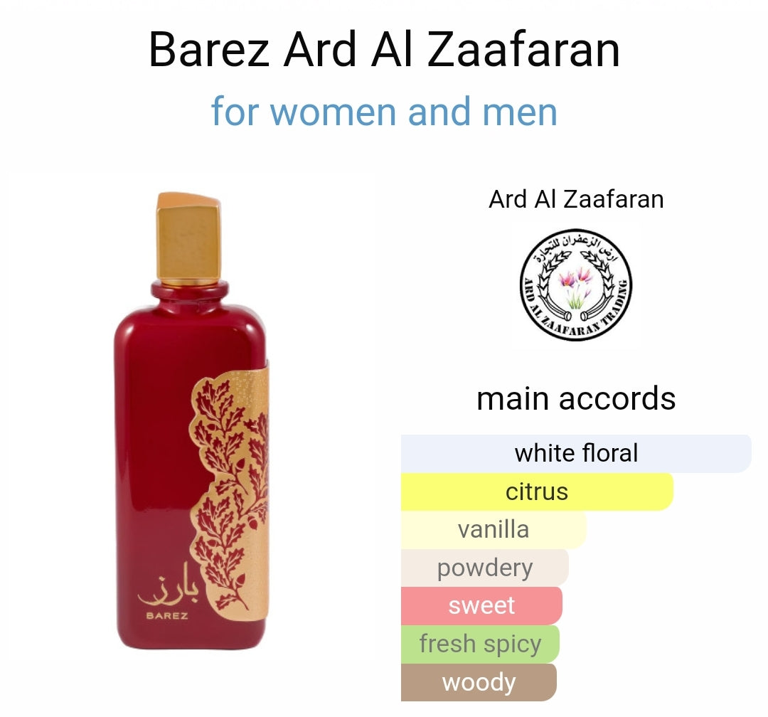 Barez 100ml EDP Perfume by Ard Al Zaafaran Lattafa Barez 100ml EDP Perfume by Ard Al Zaafaran Lattafa
