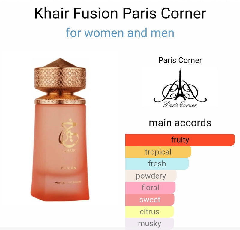 Paris Corner Khair Fusion Perfume EDP 100ml (3.4oz) Unisex Fragrance