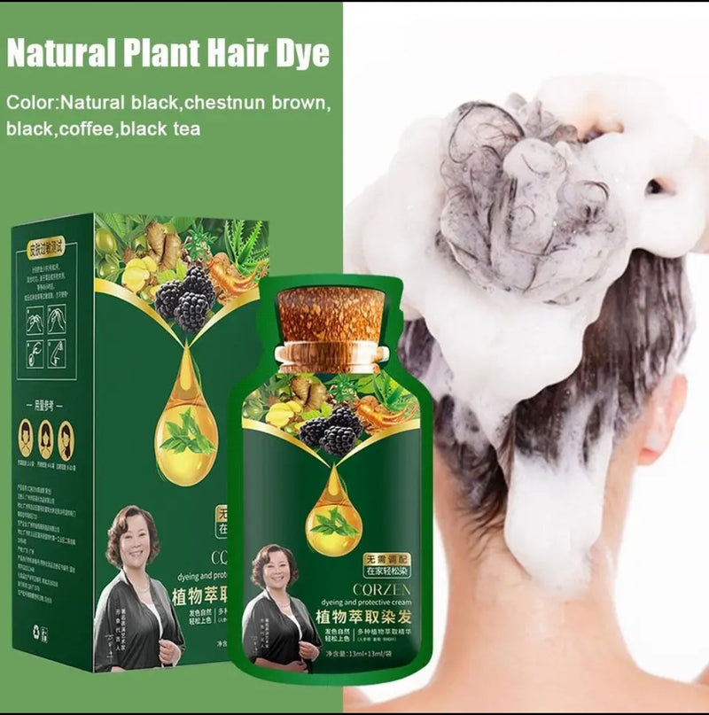 Corzen Natural Plant Bubble Hair Dye Shampoo Pack (26ml x 10 bags)