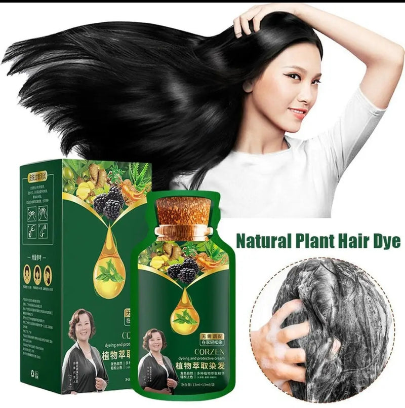 Corzen Natural Plant Bubble Hair Dye Shampoo Pack (26ml x 10 bags)