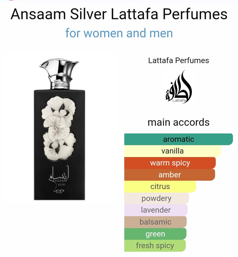 Ansaam Silver EDP Perfume - 100ml By Lattafa Pride