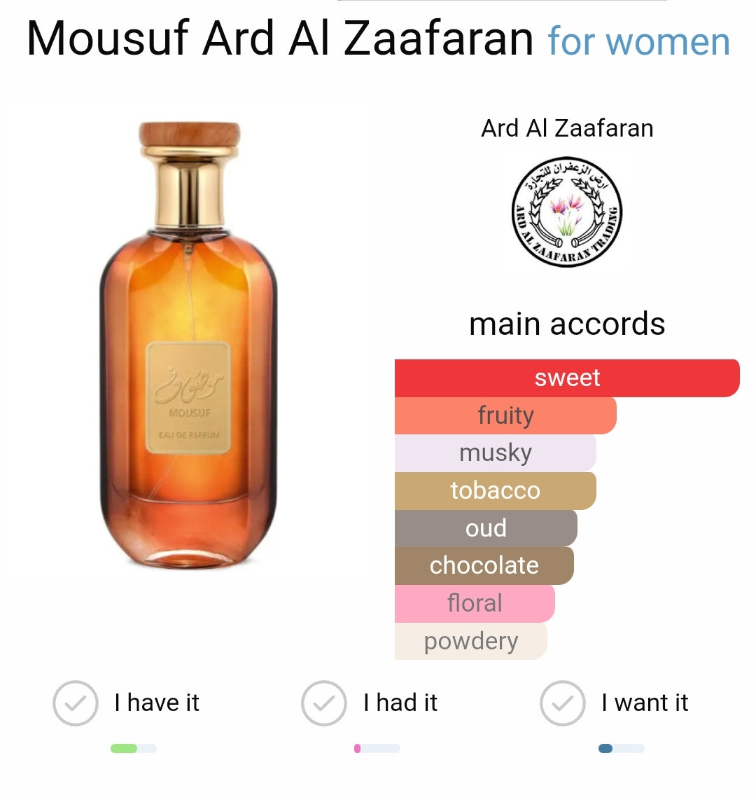 Mousuf EDP 100ml by Ard Al Zaafaran Lattafa Mousuf EDP 100ml by Ard Al Zaafaran Lattafa