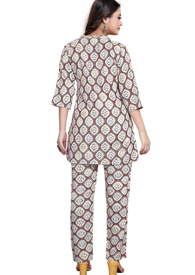 Women's Beautiful Delta Cotton Mix Fabric Printed Night suit Co-Ord Set - VKT600