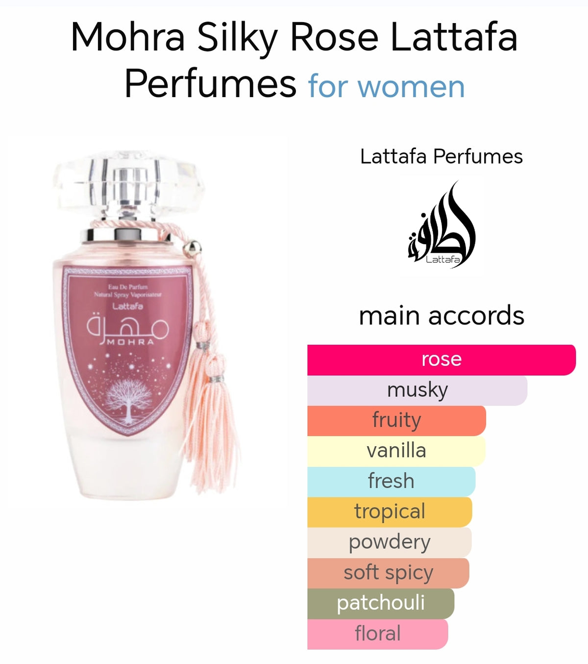 Mohra Silky Rose EDP Perfume -100ml By Lattafa for Women