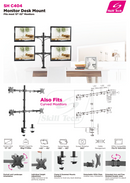 Steel Single Pole Four Screen Articulating Desktop Monitor Mount - SH C404 (Fits Most 13" ~ 27") - Tuzzut.com Qatar Online Shopping