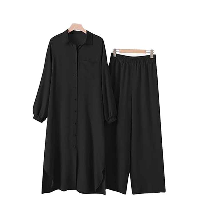 Turkey Abaya Suit Women Long Shirts Wide Leg Pants P568974 - TUZZUT Qatar Online Shopping