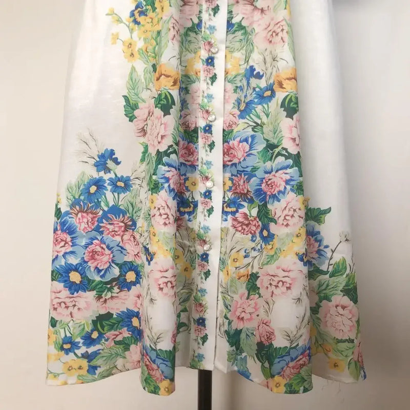 Women's Fashion Print with Single Button Flare Sleeves 070615979 3XL - TUZZUT Qatar Online Shopping