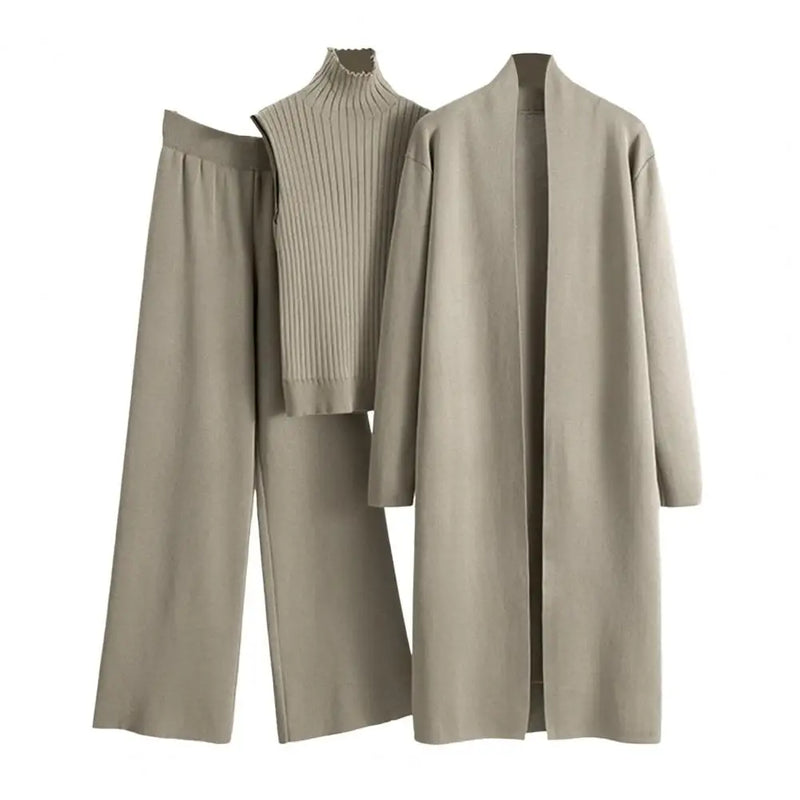 Women 3 Pcs/Set Sweater Coat Vest Pants Sweater - TUZZUT Qatar Online Shopping
