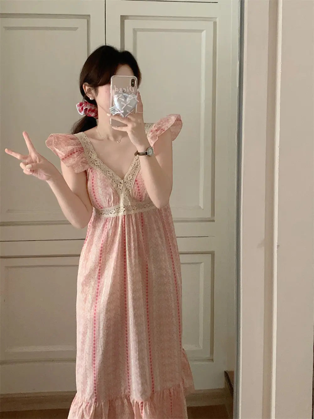 Woman Fly Sleeves Korean Nightwear Night Dress 589192 M Woman Fly Sleeves Korean Nightwear Night Dress 589192 M